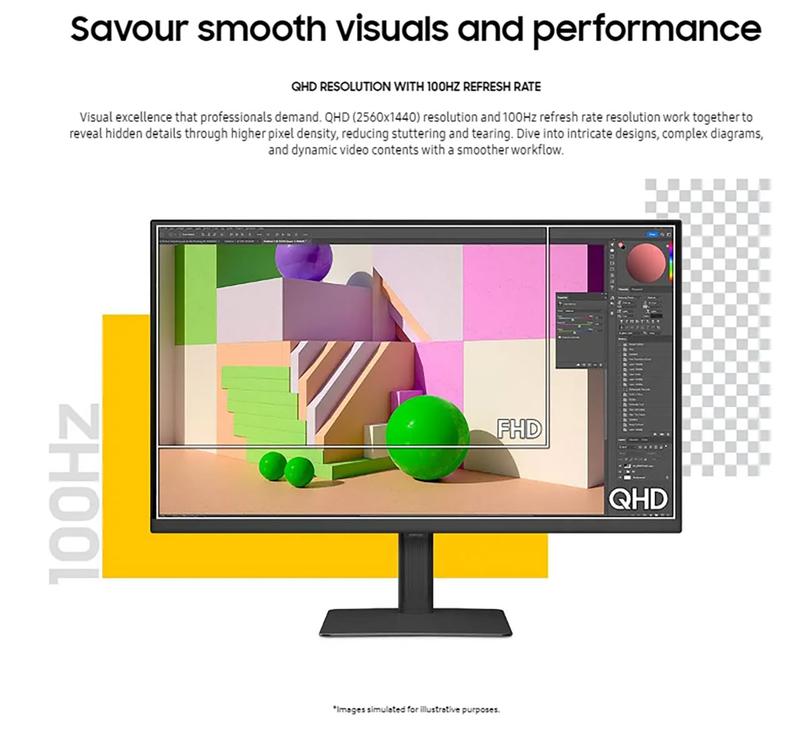 Product Introduction of SAMSUNG VIEWFINITY S6 MONITOR S32D604 | 24" QHD MONITOR IPS | 2560x1440 | 5MS | 100HZ | HEIGHT ADJUST | LS32D604UAEXXS 1