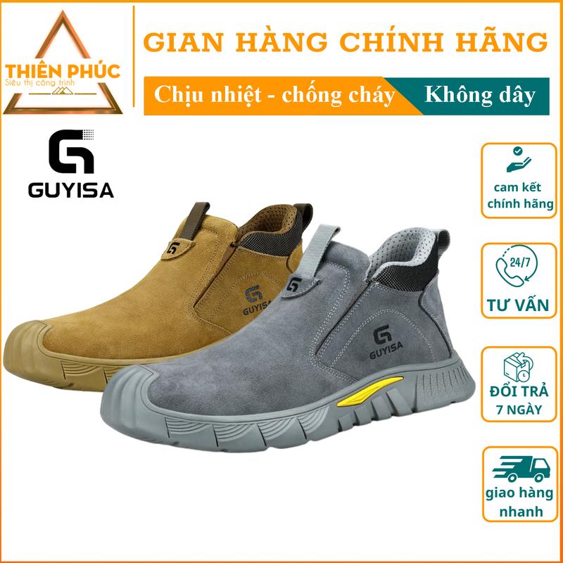 Giày bảo hộ lao động không dây nam Guyisa Mũi thép chống dập ngón chịu lực 1500kg Đế kevlar chống đinh đâm thủng Chống tia lửa hàn giày an toàn lao động GuyisaProtection