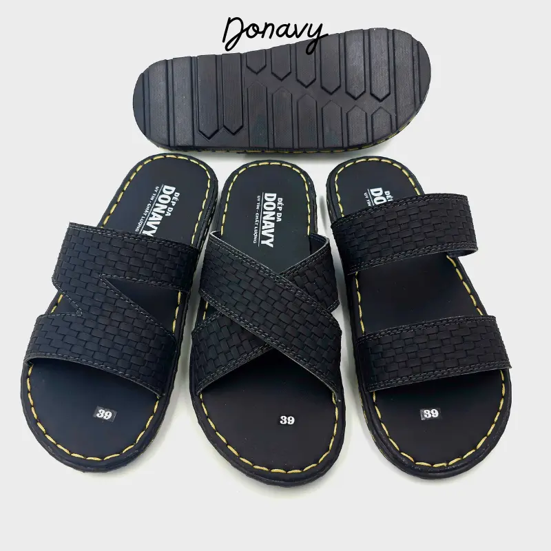 69K LẤY LƯỢT BÁN - Dép Quai Ngang Nam Da DONAVY Cao Cấp Quai Chữ N, 2 Quai, Quai Chéo Nổi Bật, Khâu Quai Chắc Chắn DéP D.CARO