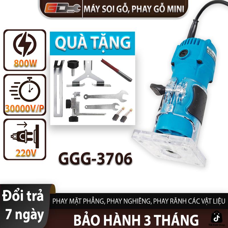  Máy soi gỗ mini máy phay gỗ soi alu cầm tay mũi 1 4'' GGG-3706 