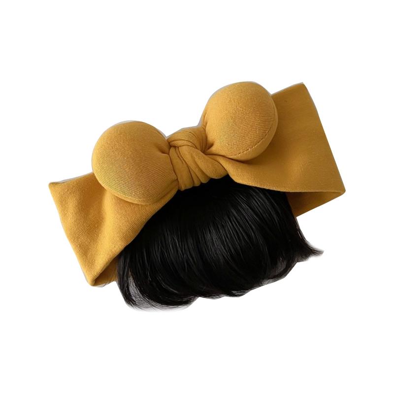 Stylish Bowknot Headband Infant Wig Bangs Hairpiece 0-1Y Newborns Headwear Solid Color Hairband Decor for Baby Girls 4