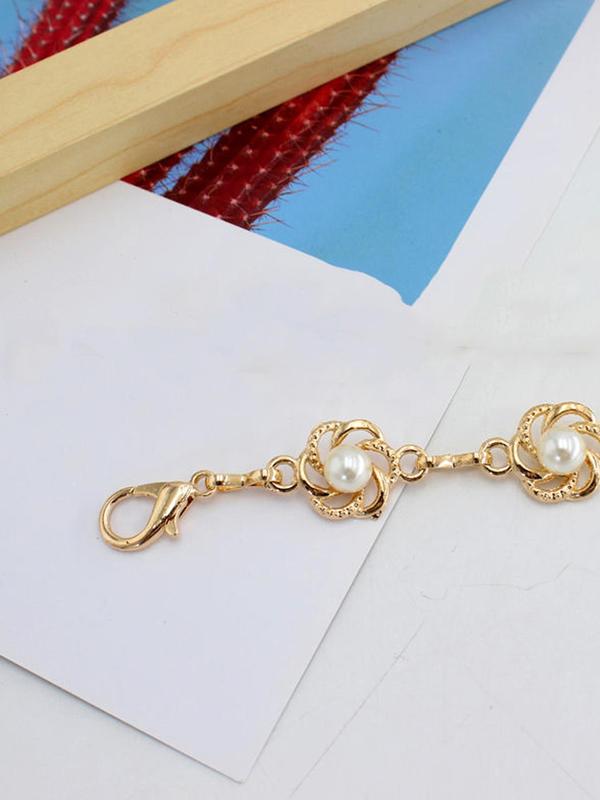 Women's Elegant Faux Pearl Decor Flower Design Chain Belt,  Trendy Cute Chain Belt, Chic All-match Stylish Clothes Accessories for Party Decor 4