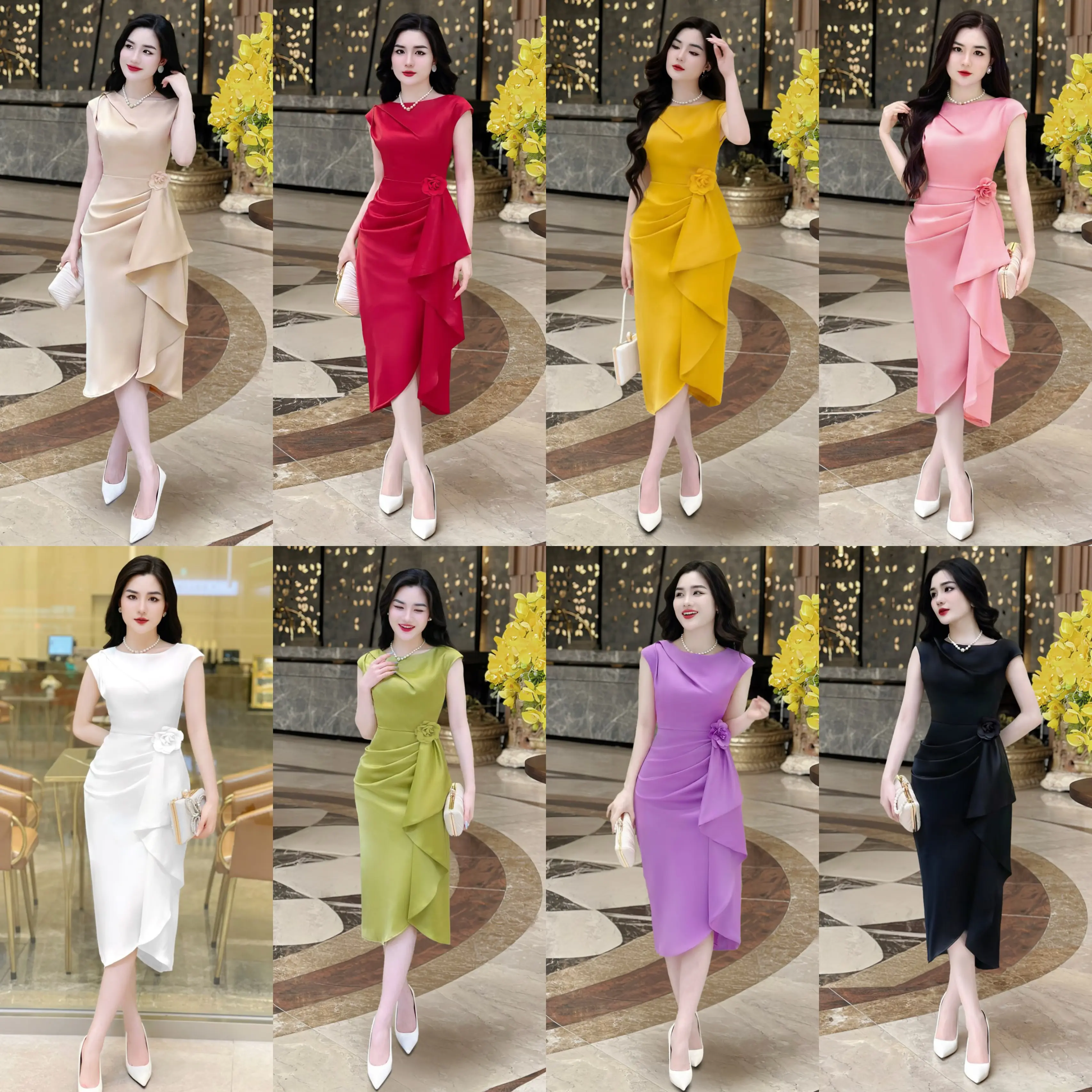 [MIỄN SHIP] BST MDU3278 Váy Lụa Twist Satin 2 Lớp - Thiết Kế Thanh Lịch Dành Cho Nữ Women Dress