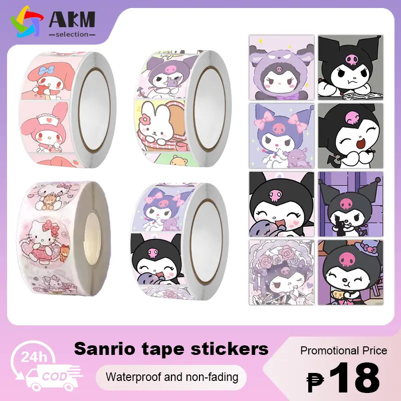500pcs/Roll Sanrio Kuromi Melody DIY Tape Label sticker Anime Sticker Gift Box Cute Sealing Sticker