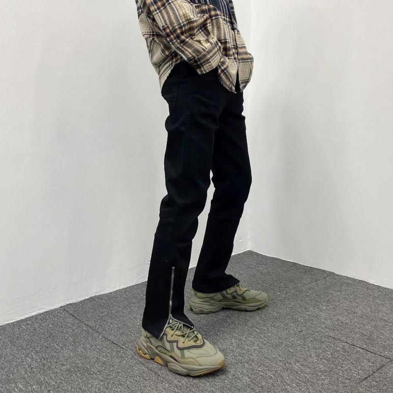 MẪU MỚI quần jean nam khoá ống chân dáng slim fit ống côn quần skinny nam zipper quần bò quần jean đen trơn Denim Menswear Pants Rách Kem