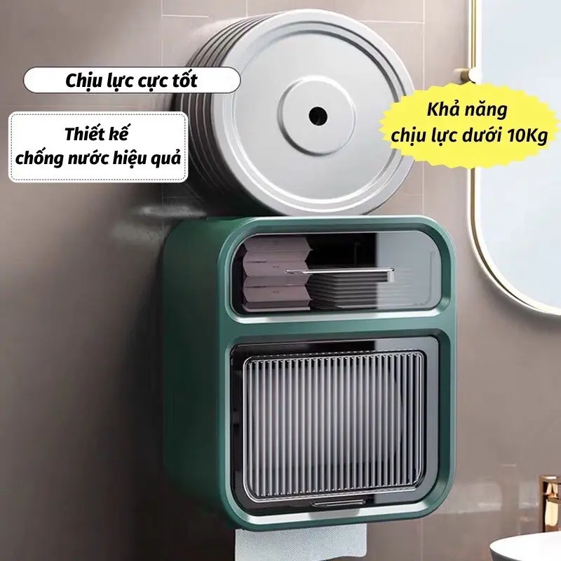 Hộp Đựng Giấy Vệ Sinh Dán Tường Có Lắp Đậy chống Nước 2