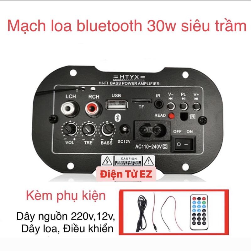 Mạch khuyếch đại âm thanh Bluetooth HT-ATX có điều khiển từ xa công suất 30w, dùng điện 12V/220V (Kèm đủ phụ kiện) mạch loa ống thay thế, chế loa