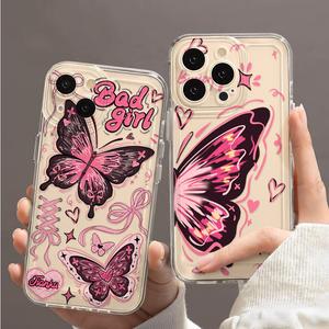 ผีเสื้อสองตัวเหมาะสำหรับเคสโทรศัพท์มือถือ Apple 15 iPhone 14 PROMAX ใหม่ 13 โปร่งใส 12 ป้องกันการล่มสลาย 11 นิ่ม