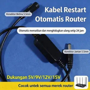 Pengatur waktu router Mati dan reboot cerdas, menghindari kemacetan jaringan Kabel untuk reboot modem optik, Kabel reboot router Kompatibel dengan berbagai router Kabel mati otomatis 24 jam untuk modem optik