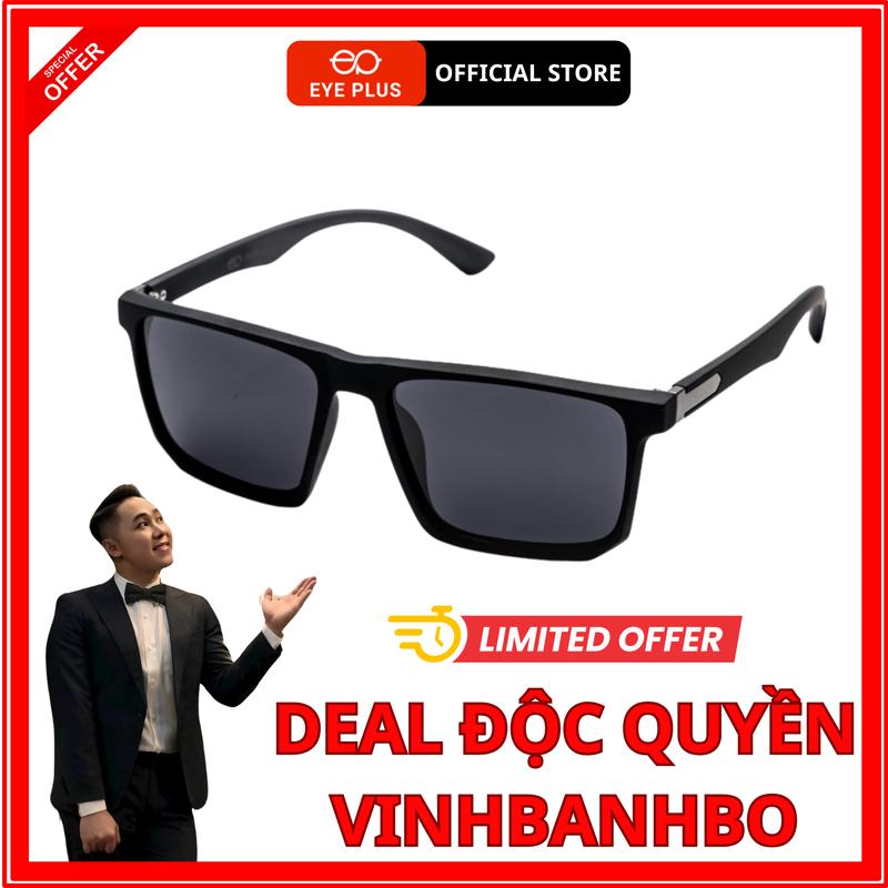 [VINHBANHBO ĐỘC QUYỀN] Kính Râm Phân Cực Chống Nắng Dáng Vuông Nam Nữ Eye Plus 23G01 Gọng Kính Mát Nhựa Nhám Mắt Đen Chống Lóa Polaroied và UV400