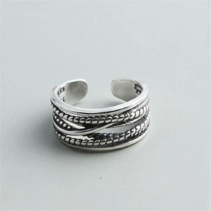 ￼MISUPS Hở Màu Bạc Nhiều Lớp Phong Cách Bohemian Cổ Điển Có Thể Điều Chỉnh