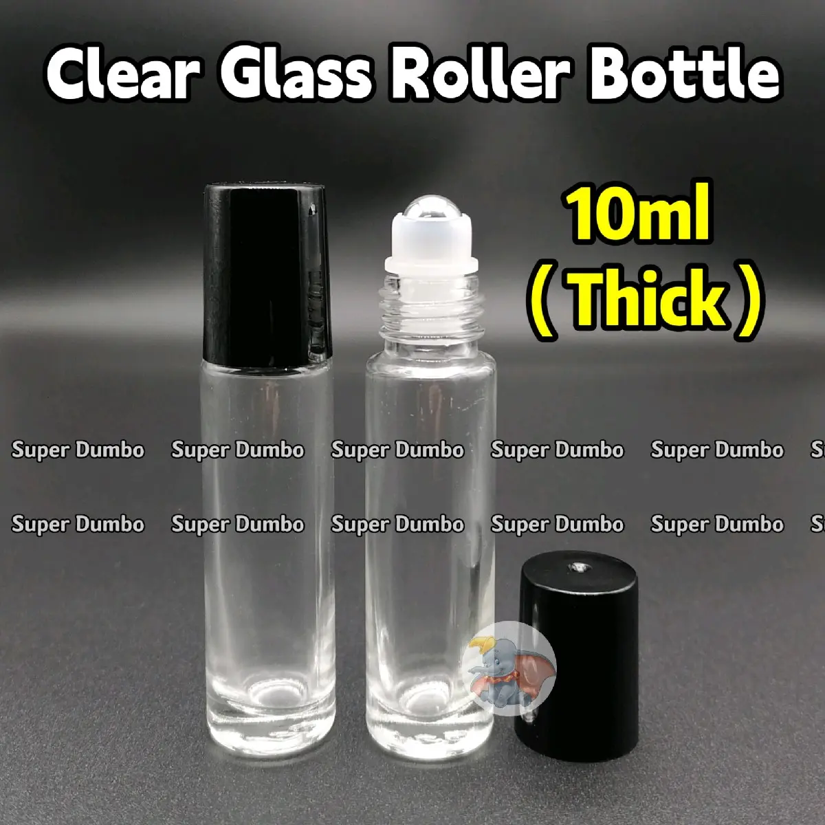 10ml Tebal Botol Kosong Minyak Pati Thick Clear Glass Roller Empty Bottle Essential Oil Container Travel Portable