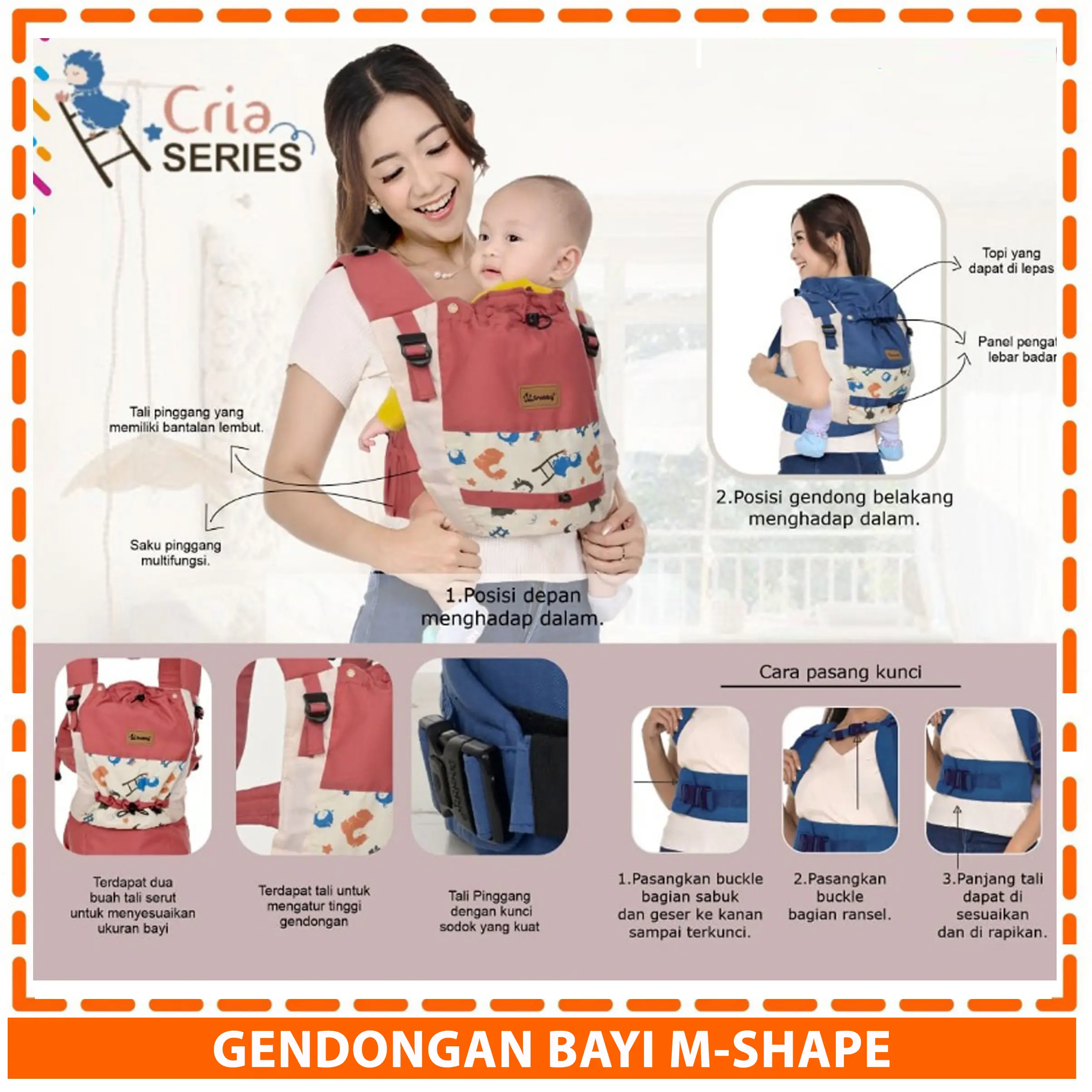 Gendongan Depan Snobby Gendongan Bayi Ransel SSC Cria Series Snobby SBG 8041 | Perlengkapan Bayi