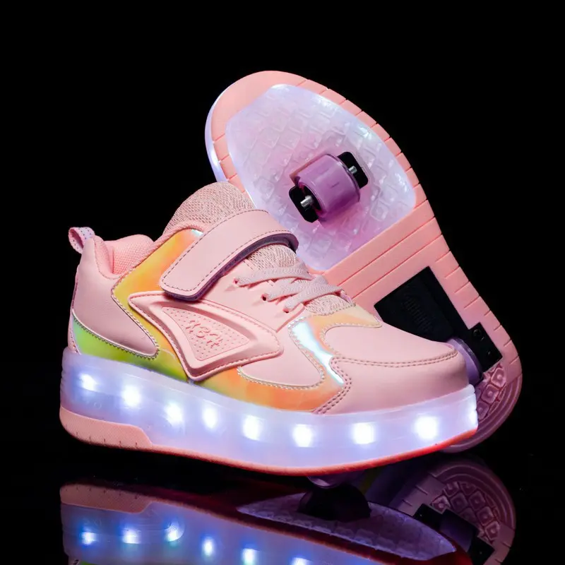 High-end materials are safe and reliable 2 Wheels skate shoes with wheels with 790 LED lights flashing shoes on wheels rechargeable