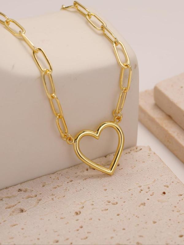 Women's Elegant Heart Design Pendant Necklace, Exquisite Trendy Pendant Necklace, Chic Jewelry As Gift for Girlfriend 3