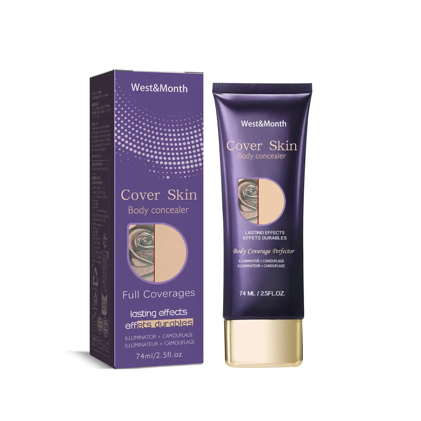 West & Month Body Concealer Waterproof Covering Tattoo Scar Birthmark Invisible Body Concealer