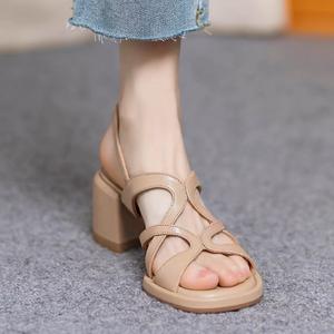 夏ファッション ビーチ用 ローマ シューズ 開放型クロス バックストラップ 厚底ハイヒールサンダル