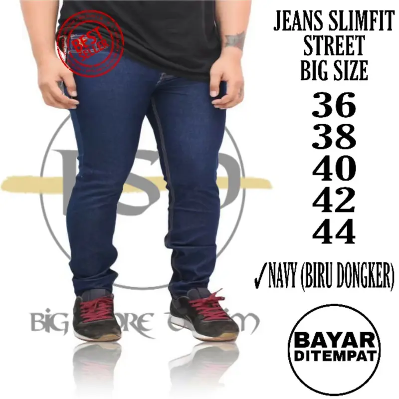 BIG STORE DENIM 2 - celana panjang jeans slimfit jumbo 36-44 / celana jeans pria panjang big size / celana panjang pria jumbo slim-fitting tebal nyaman Fit Slim Biru Navy Skinny Melar Cowok Hitam slim  fit  jeans 6