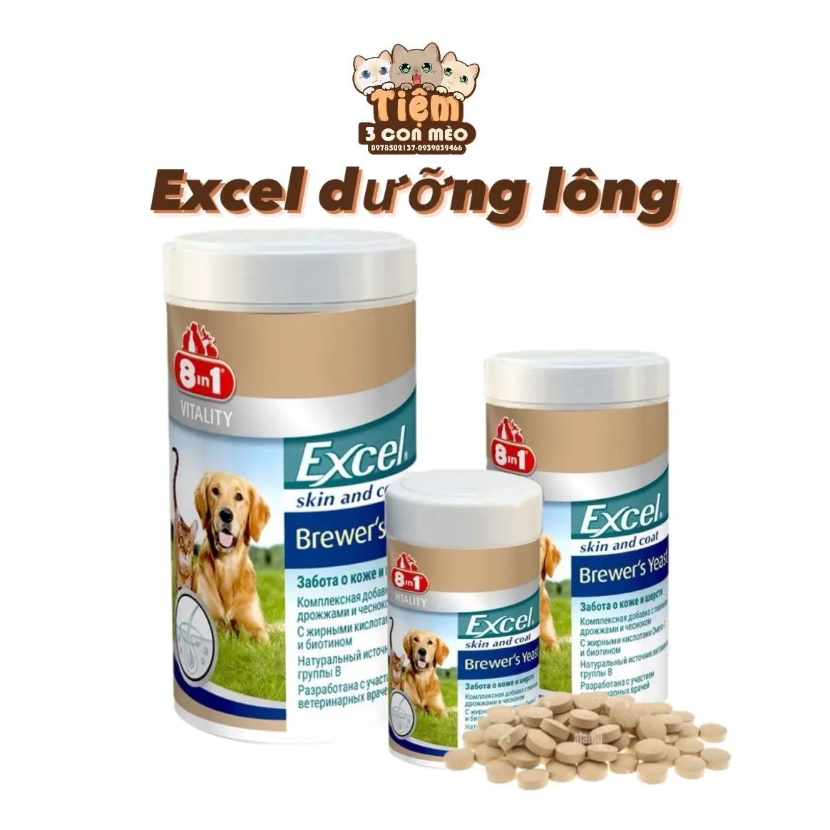 Viên dưỡng lông Excel Chó & Mèo