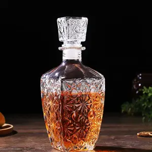 Temkin Whisky Decanter Glass Bottle Liquor Scotch Luxury Diamond 750ml - C04