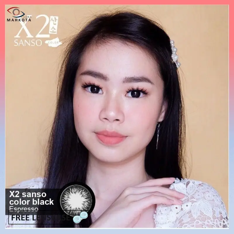Softlens Sanso Black NormaL & Minus (-0.50 SD - 6.00) Free Lenscase By Exoticon Mocha Espresso Ebony Mahkota Softlen Soflen Soflens Trendi 2