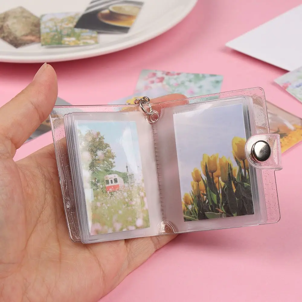 1PC Receipt Holder Stationery Portable Key Chain Accessories 2 Inch For Photos Cards Photos Holder Mini Photo Albums