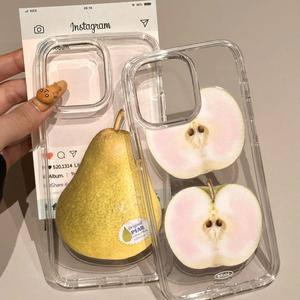 Sydney Green Apple Core Compatible with iPhone 16 Pro Shockproof Phone Case 15/14 High Transparency Large Hole Creative