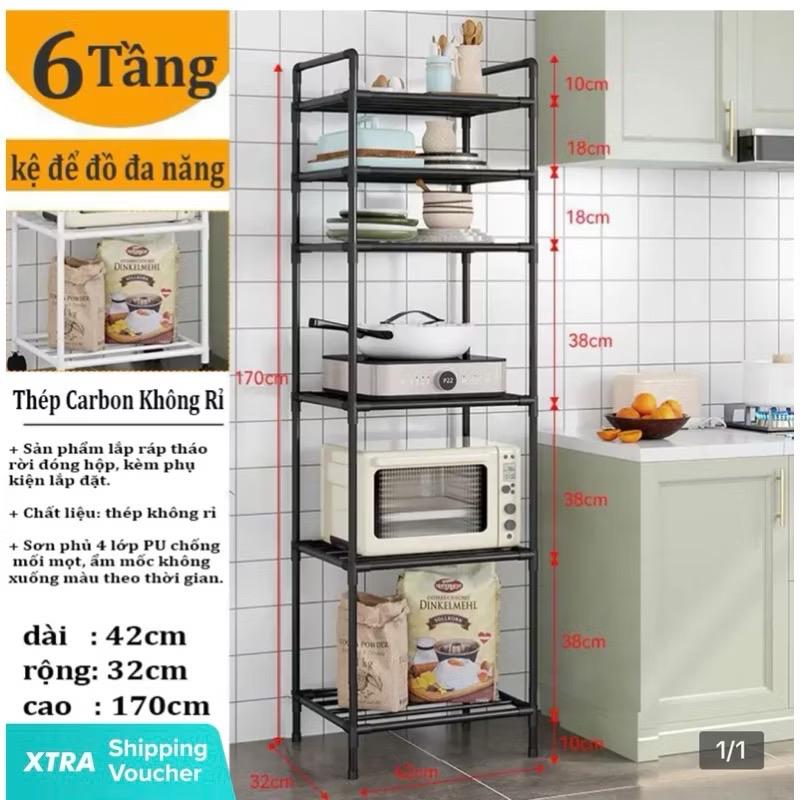 ￼Kệ nhà bếp, Kệ đa năng 6 tầng khung thép, sơn tĩnh điện chống rỉ 4
