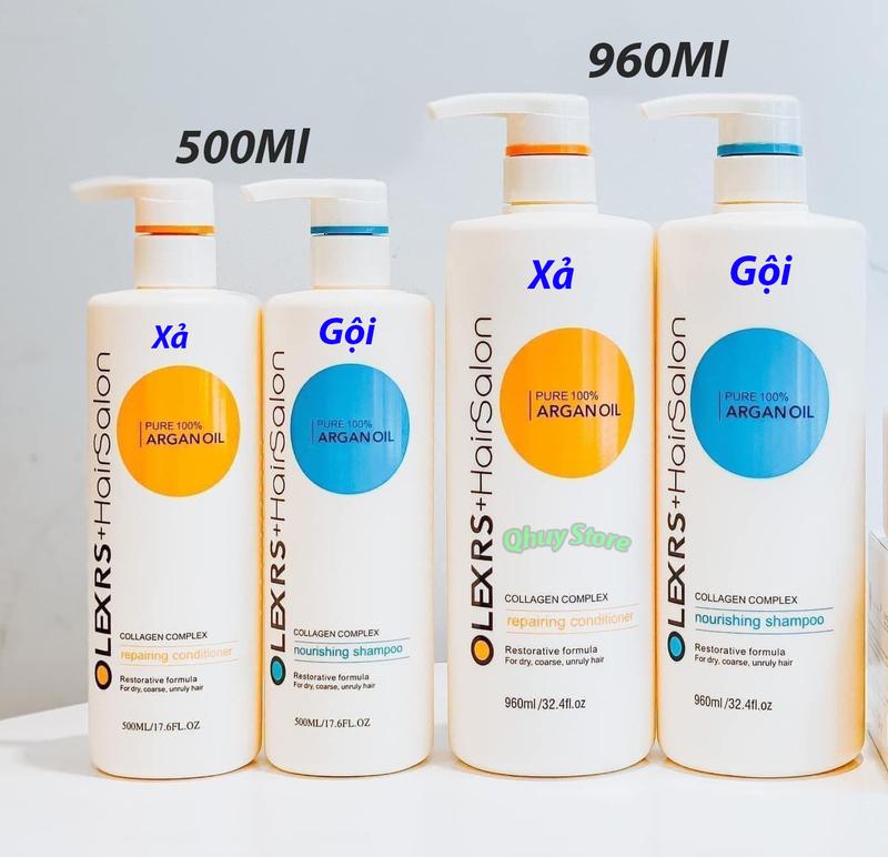 Cặp Dầu Gội Xả Olexrs Hair Salon Argan oil 500ml 960ml Collagen - Dầu Gội Đầu daugo iolex