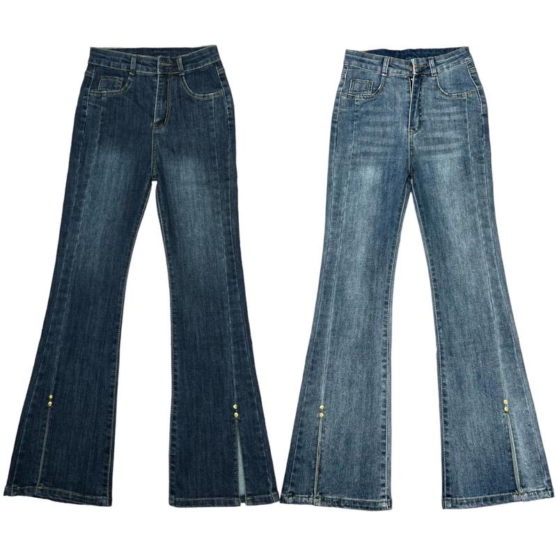 Quần jeans ống loe Xẻ lệch mới 2025 Yến Tee , chất jeans mềm,co dãn tốt Nữ Women Pants Denim Có Túi