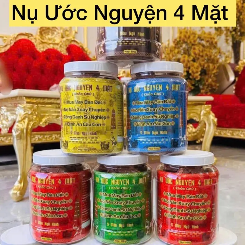 NỤ ƯỚC NGUYỆN 4 MẶT khắc chữ - 1 Hộp có 30 Nụ - Tặng kèm văn khấn