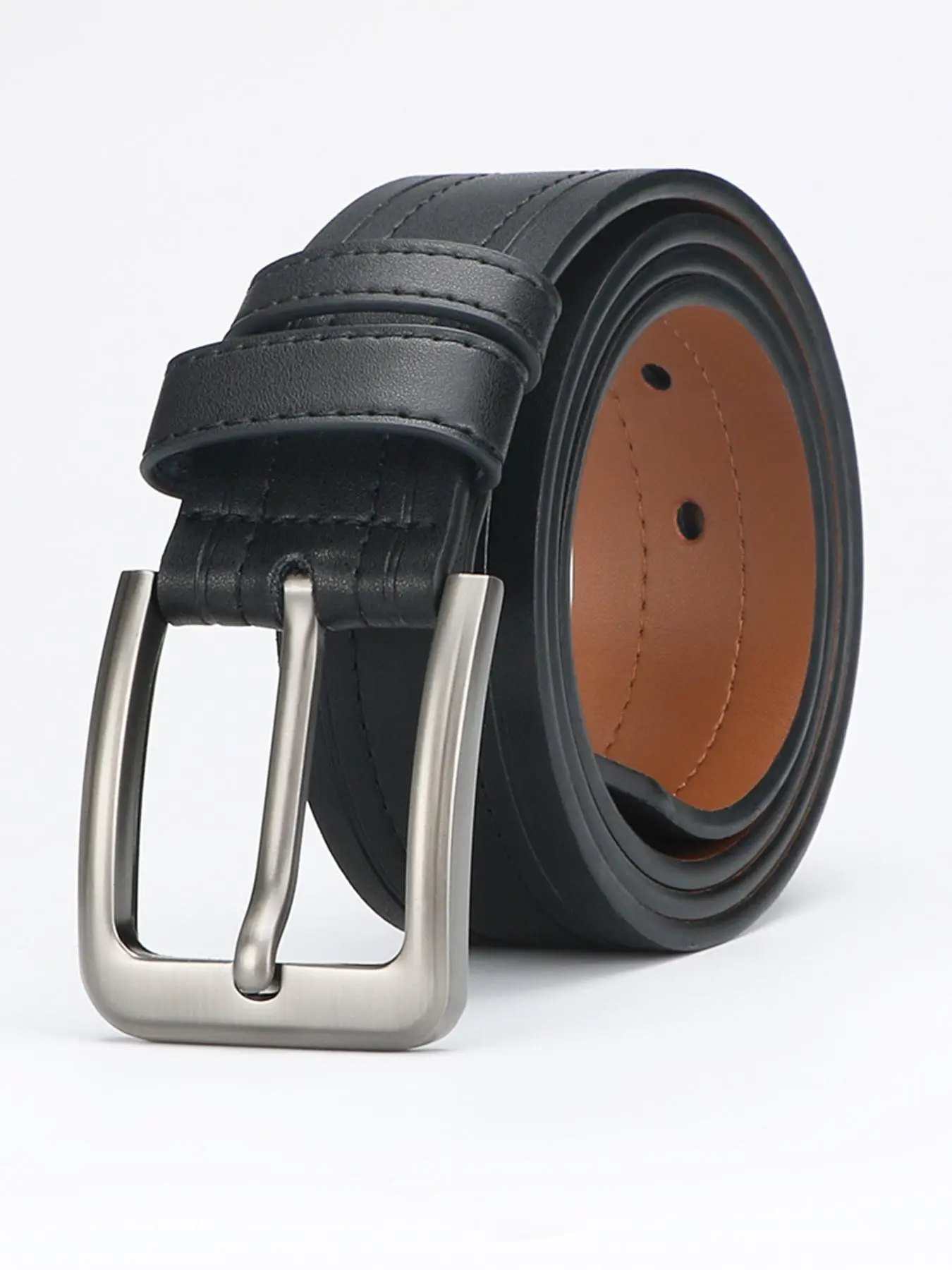 Men's Modern Minimalist Plain Color Split Leather Buckle Belt, Casual Business Belt for Jeans Trousers, Fashion Belt for Party, Daily Clothing Decor, Trendy All-match & Exquisite Belt for Gift