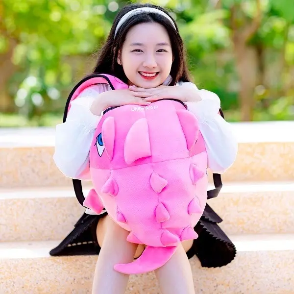 Balo khủng long vải nhung mịn, size lớn nhiều màu, Backpack Đeo Vai ba lô cá sấu, ba lô trẻ em, ba lô người lớn dễ thương cute , đi học đi chơi đi phượt unisex chống xước on đẹ p cap sach thời_trang 2