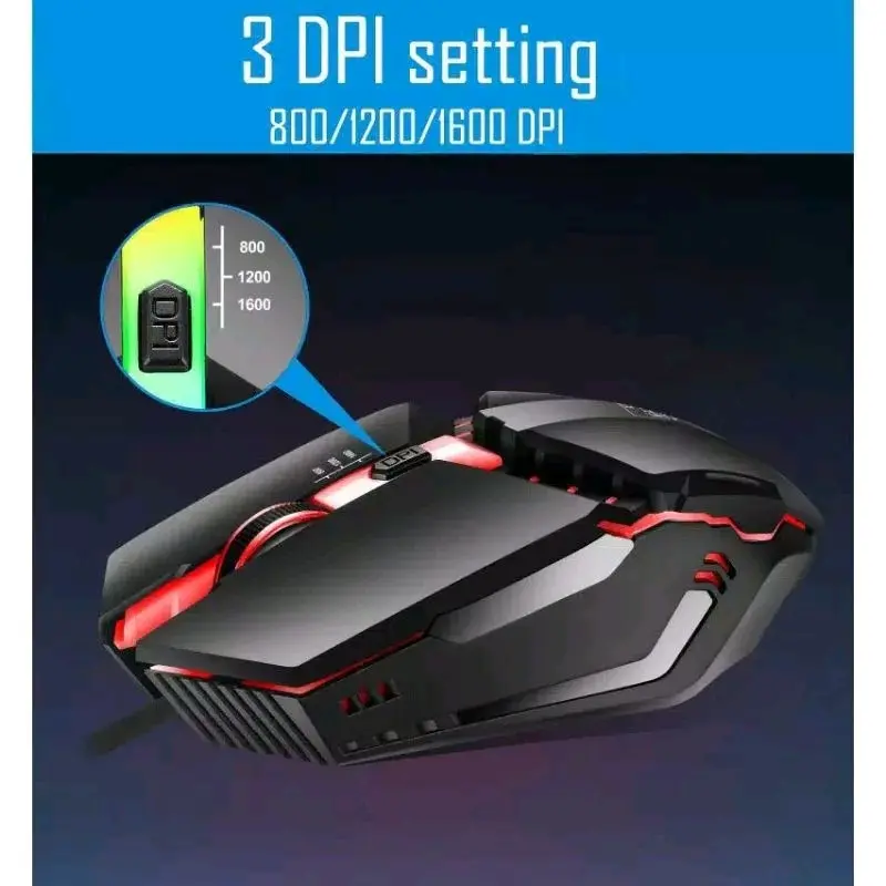 MOUSE WIRED USB GAMING LED RGB X3 4 MODE DPI TERMURAH 5