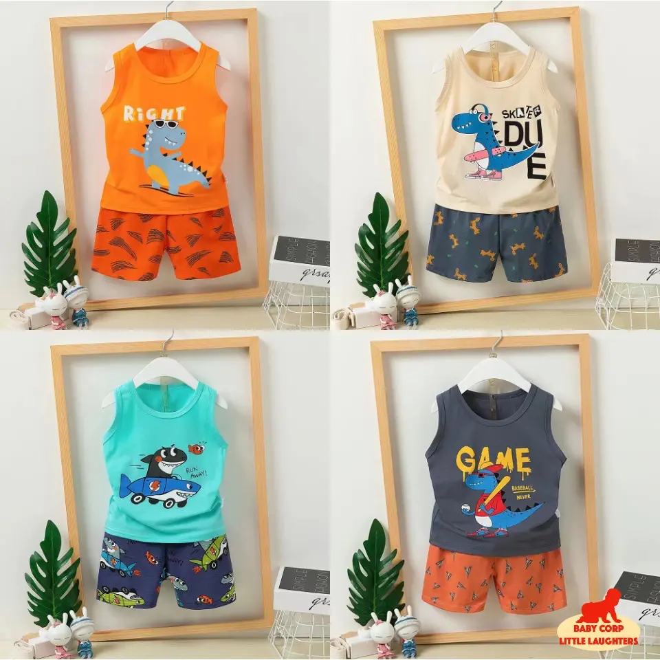 (6M-4Y)Terno for Kids Boys Girls Sando Tank Top + Shorts Set Shirt T Shirt 9797