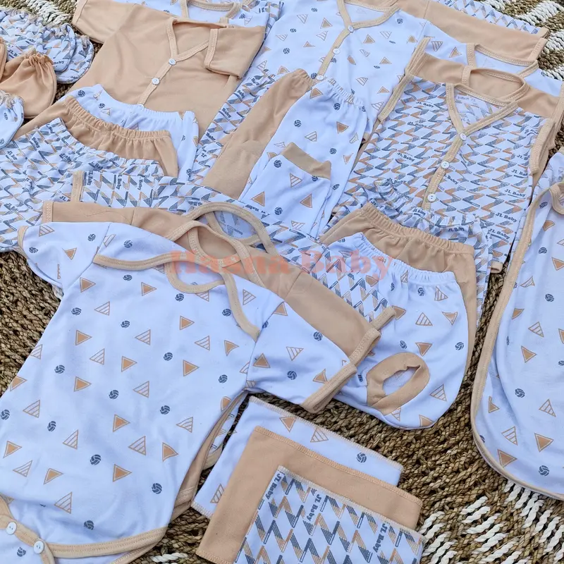 36 Pcs Paket Lahiran Lengkap Baju Bayi Celana Bayi Baru Lahir seri Coklat Susu muda, Sartaki, Jumper, Popok Tali, Baby Gift Set -Juragan Legok Sarung Perempuan 2