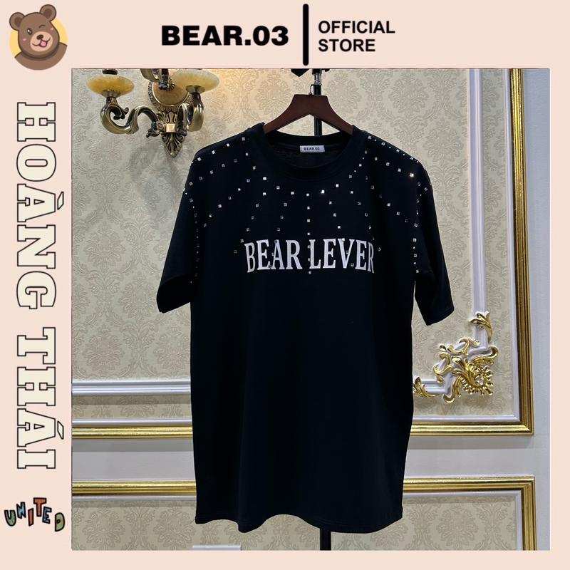 áo thun ĐÍNH ĐÁ BEAR LEVER nam nữ , thoáng mát Menswear Cổ Tròn