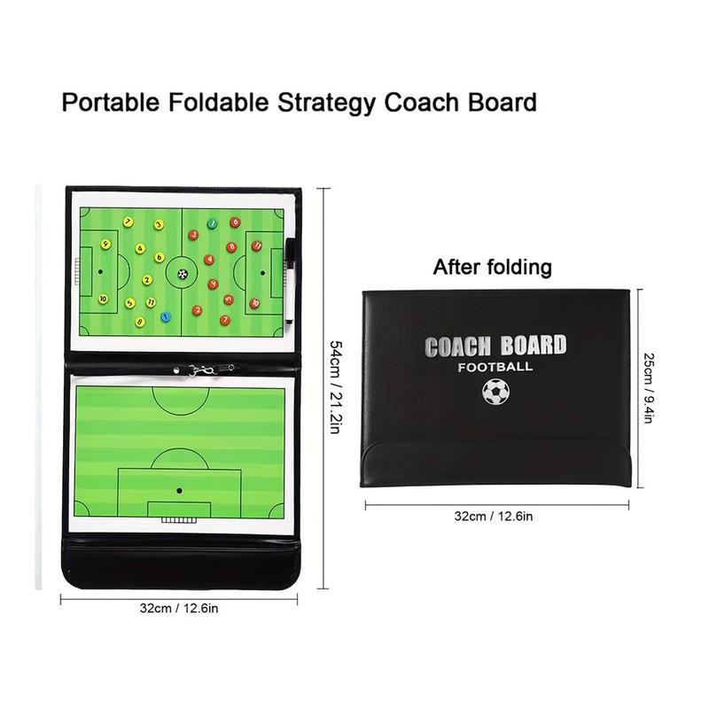 Portable Football Marker Board, 1 Set Magnetic Foldable Football Coaching Board Kit Including  Magnetic Board, Marker Pen & Zipper Bag, Soccer Training Coach Board, Football Auxiliary Equipment 1