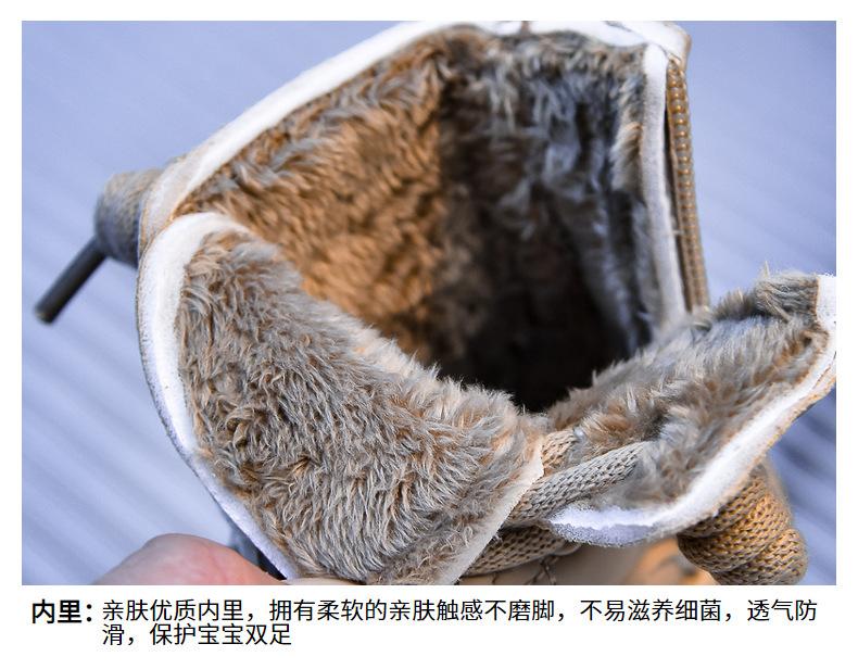 Product Introduction of Children's Korean version soft soled plush cotton short boots, new winter boys' warm bread boots, girls' high top boots 9