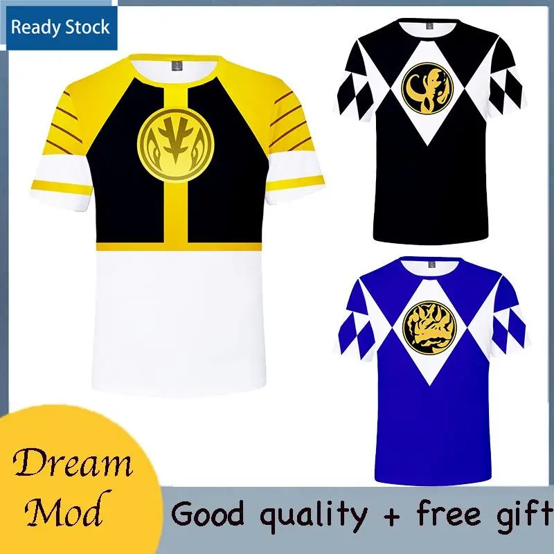 Power Rangers Men Fashion Clothing Anime Cartoon Printing T Shirt Unisex Tops Short Sleeve Streetwear Casual Shirt Gift