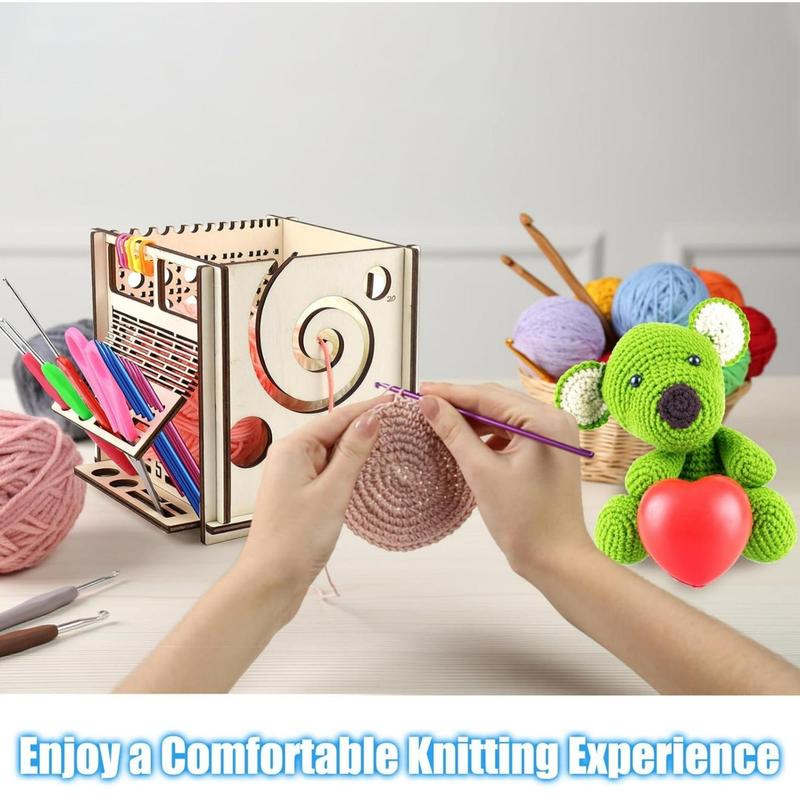 Wooden Knitting Storage Box, 1 Count Multifunctional Knitting Yarn Holder, Knitting Bag Yarn Organizer, Diy Crochet Knitting Storage Box [only Storage Box], Best Friend Gifts 3