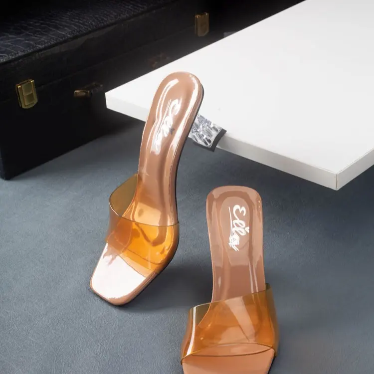 Dép cao gót công sở ELLA 7cm gót mica trong suốt phong cách mới ELA799 Nữ DéP Shoes GiàY