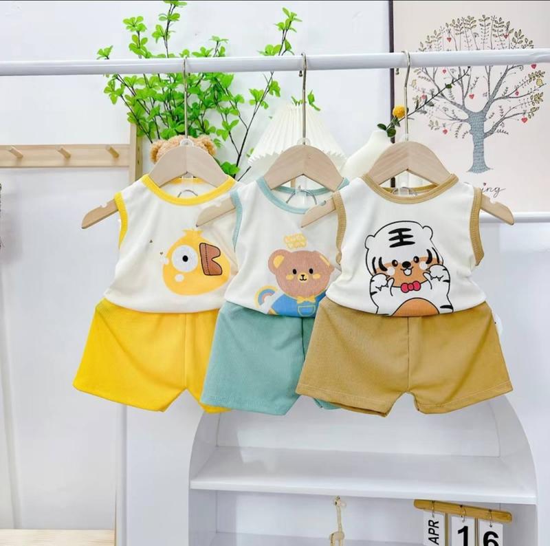 [3 bộ cộc tay] Bộ quần áo bé trai, bé gái mặc hè xinh yêu-Chất liệu thun tăm thoáng mát, thấm hút mồ hôi cho bé từ 5-16kg 0