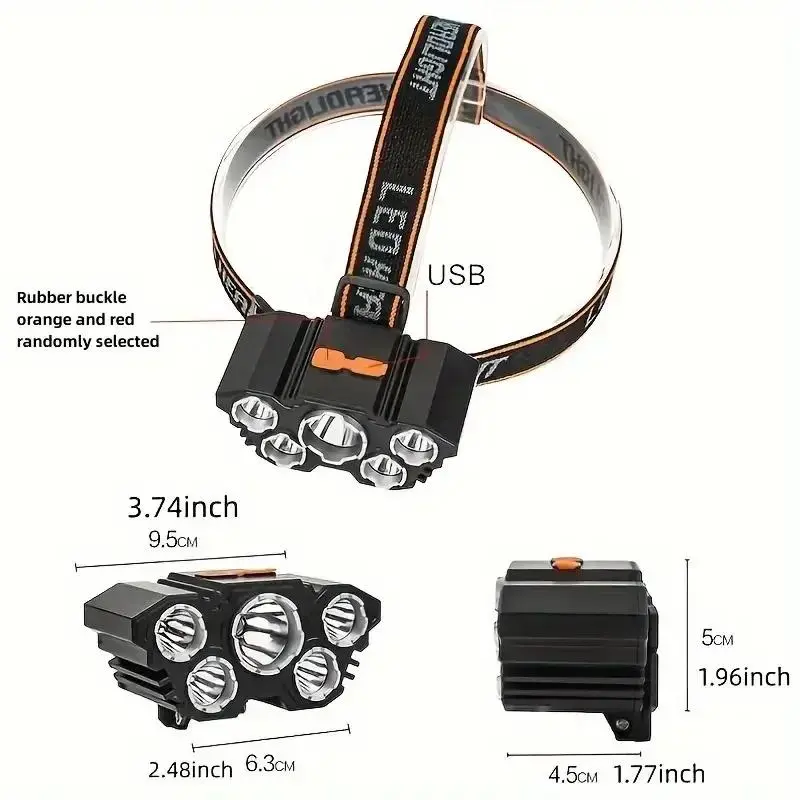 USB Rechargeable Headlamp, 5LED Headlamp with Headband, Portable Headlight for Night Running & Fishing & Camping 1