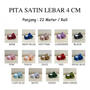 PITA SATIN LEBAR 4 CM ROLL 25 YARD / 22 METER PITA KADO GIFT BOUQUET BUNGA DEKORASI