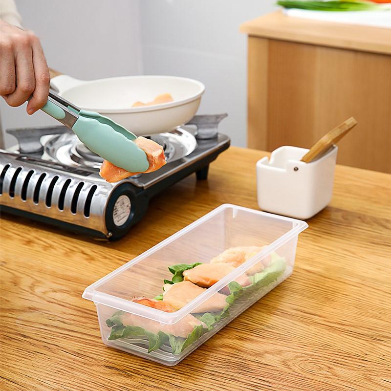 Product Introduction of 1PCS Kitchen Rectangular Refrigerator Drainage Storage Box Plastic Fruit Box Food Sealed Frozen Storage 9