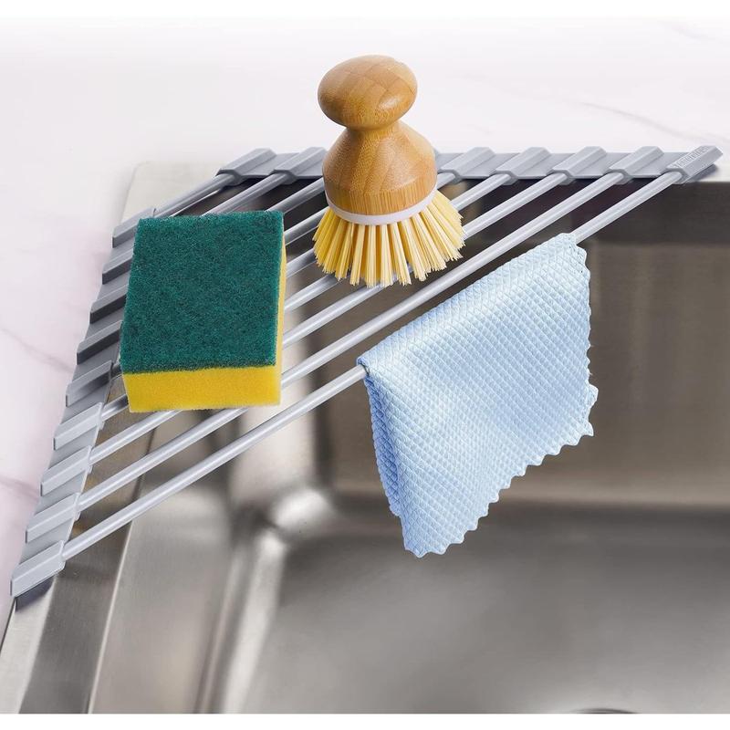 Triangle Roll-Up Dish Drying Rack - Small Foldable Coated for Sink ...