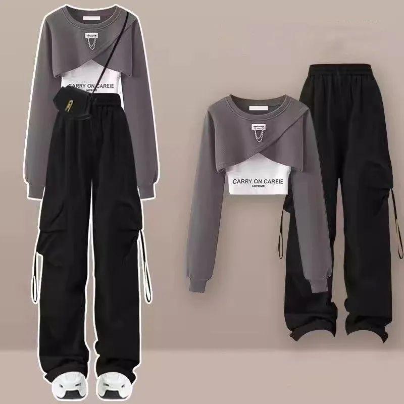 Product Introduction of Dopamine 00 S Cool Salt Girls Handsome Fried Street Overalls Hot Girl Suit Student Clothes Three-Piece Sweater jumpsuit  jeans jumpsuit  jeans Womenswear Lingerie yuki  đồ  bộ Comfort Casual 6