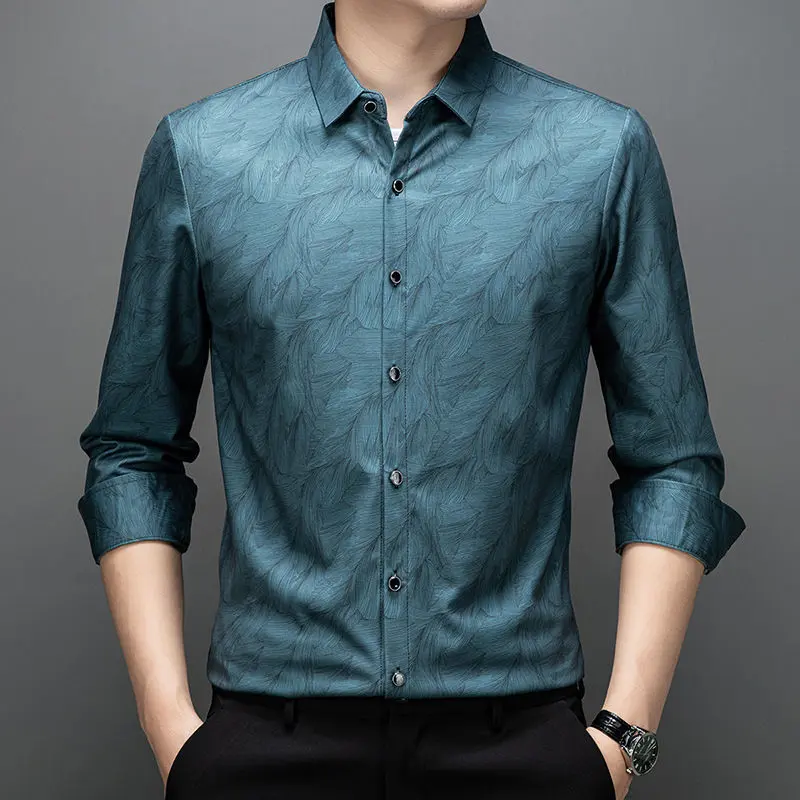 Áo Sơ Mi Kẻ Sọc, Thường Ngày Công Sở, Dài Tay, Dành Cho Nam Trung Niên, Bộ Sưu Tập Mùa Xuân Và Mùa Thu, Thời Trang Đơn Giản, Áo Sơ Mi Mỏng Nam, Trang Phục Nam 7