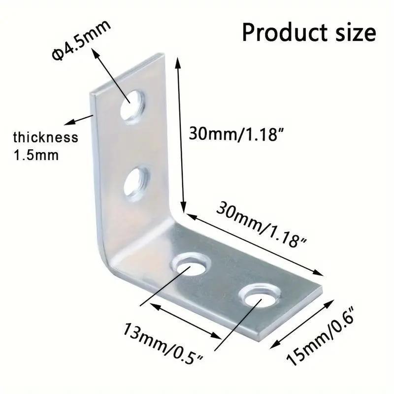Product Introduction of L-shaped Corner Bracket with Screw, 90° Angle Corner Bracket with Screw, Universal Fastener for Wooden Furniture Cabinet Chair Drawer 3